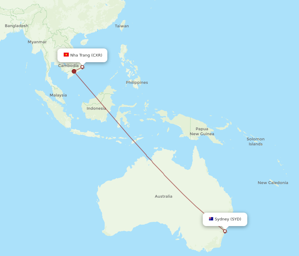 SYD-CXR flight routes