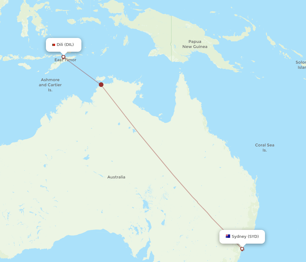 SYD-DIL flight routes