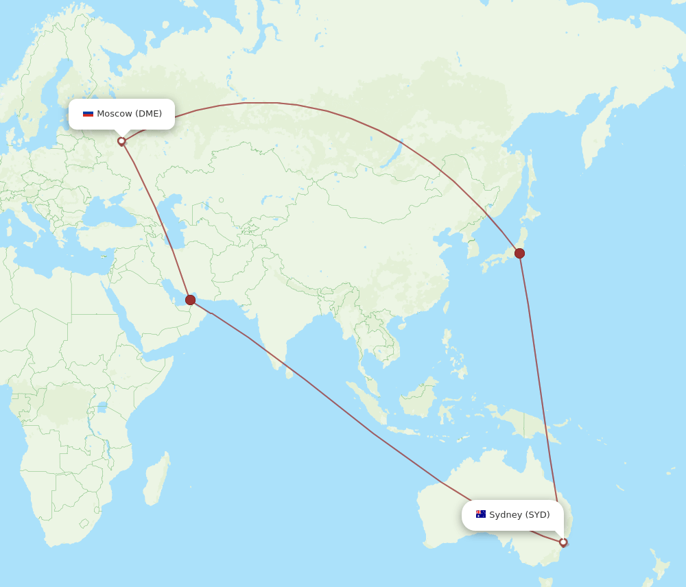 SYD-DME flight routes