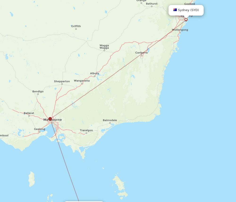 SYD-DPO flight routes
