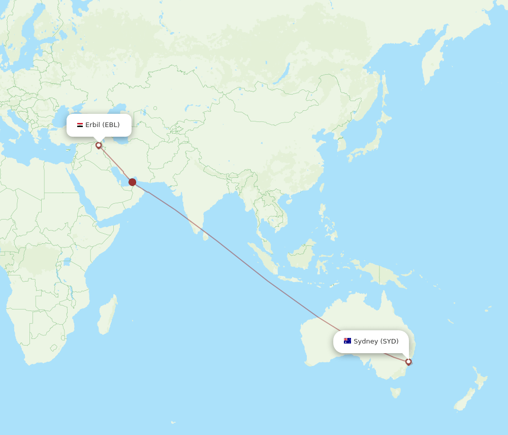 SYD-EBL flight routes