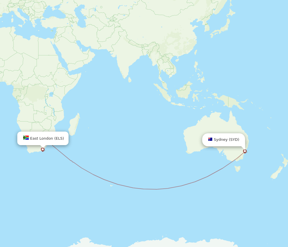 SYD-ELS flight routes