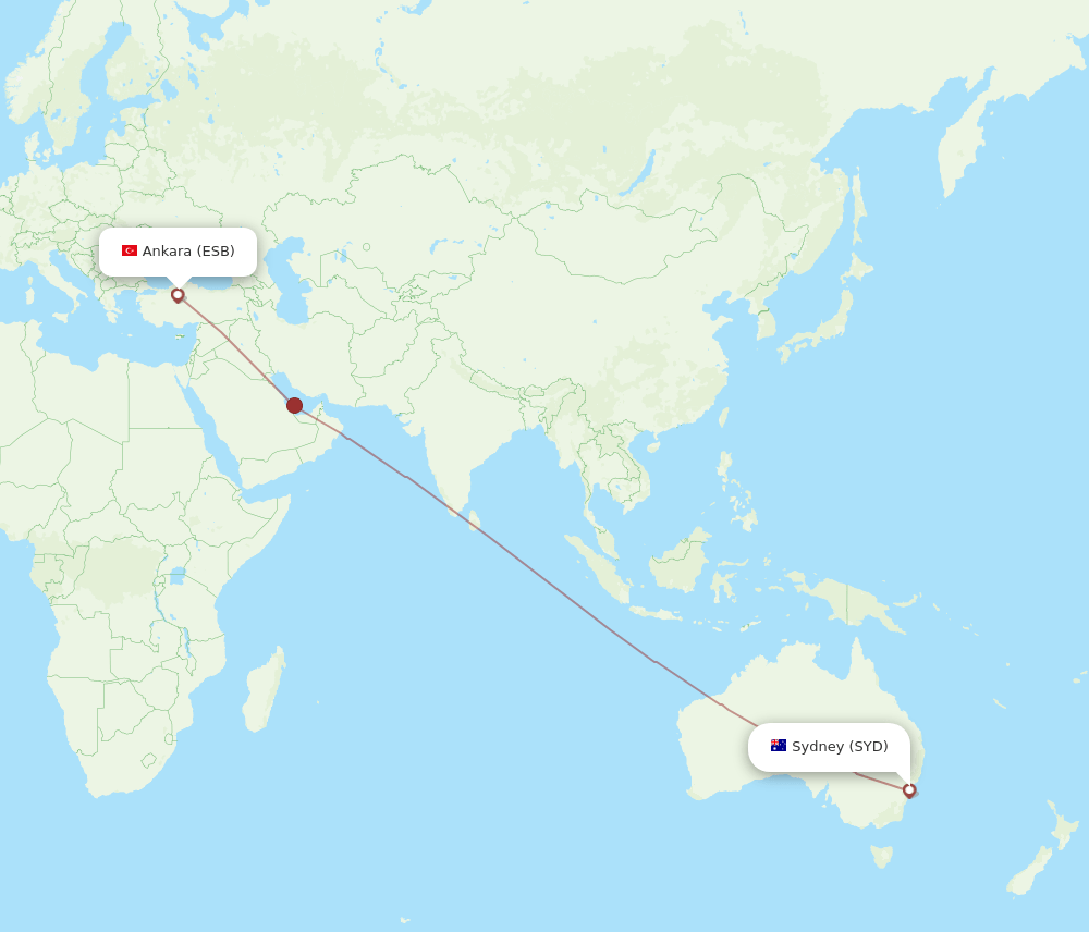 SYD-ESB flight routes