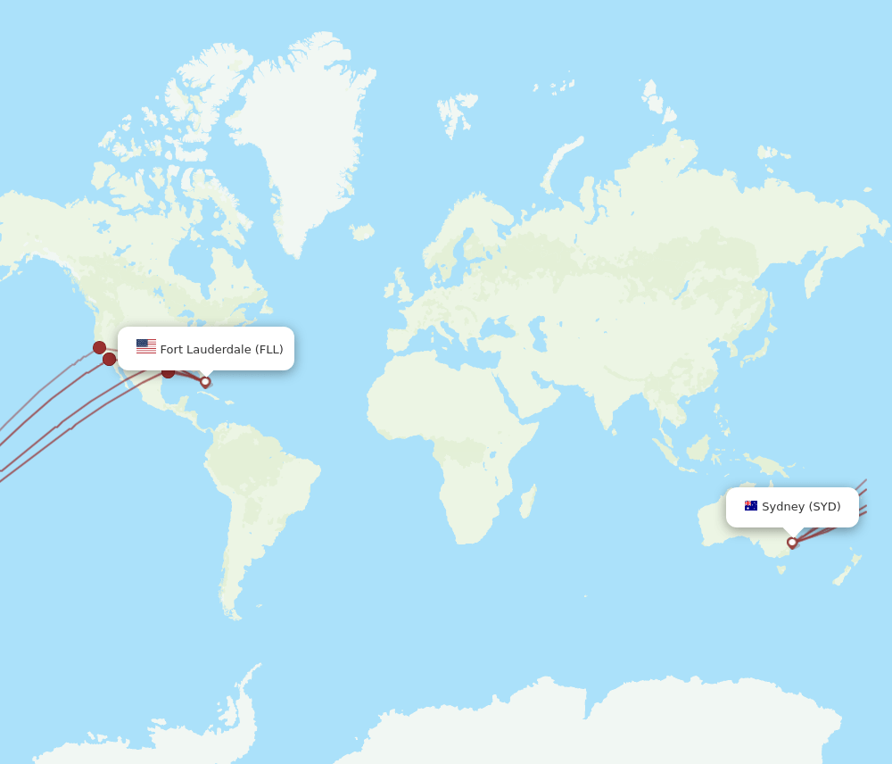 SYD-FLL flight routes