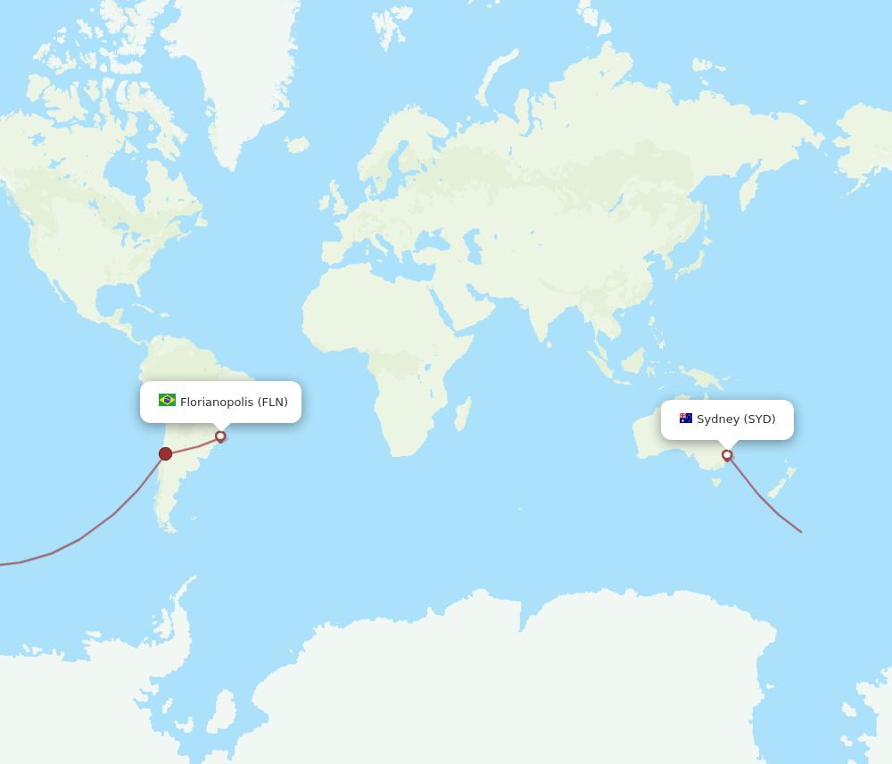 FLN to SYD flights and routes map