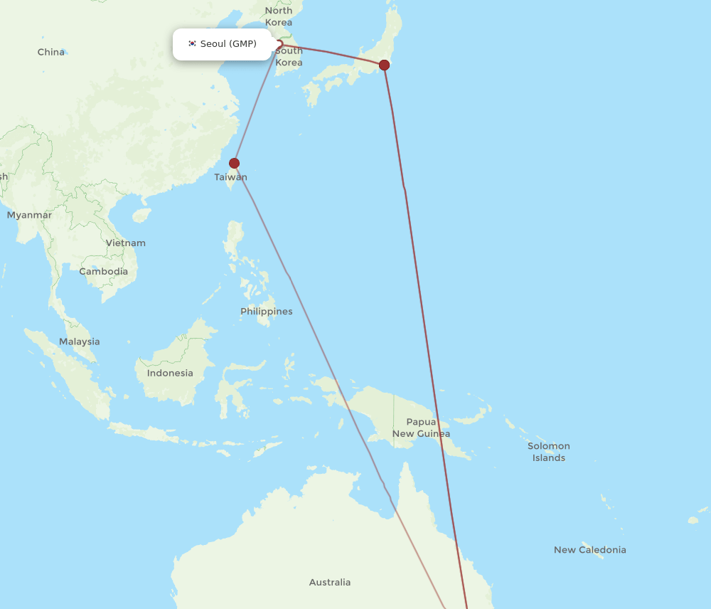 SYD-GMP flight routes