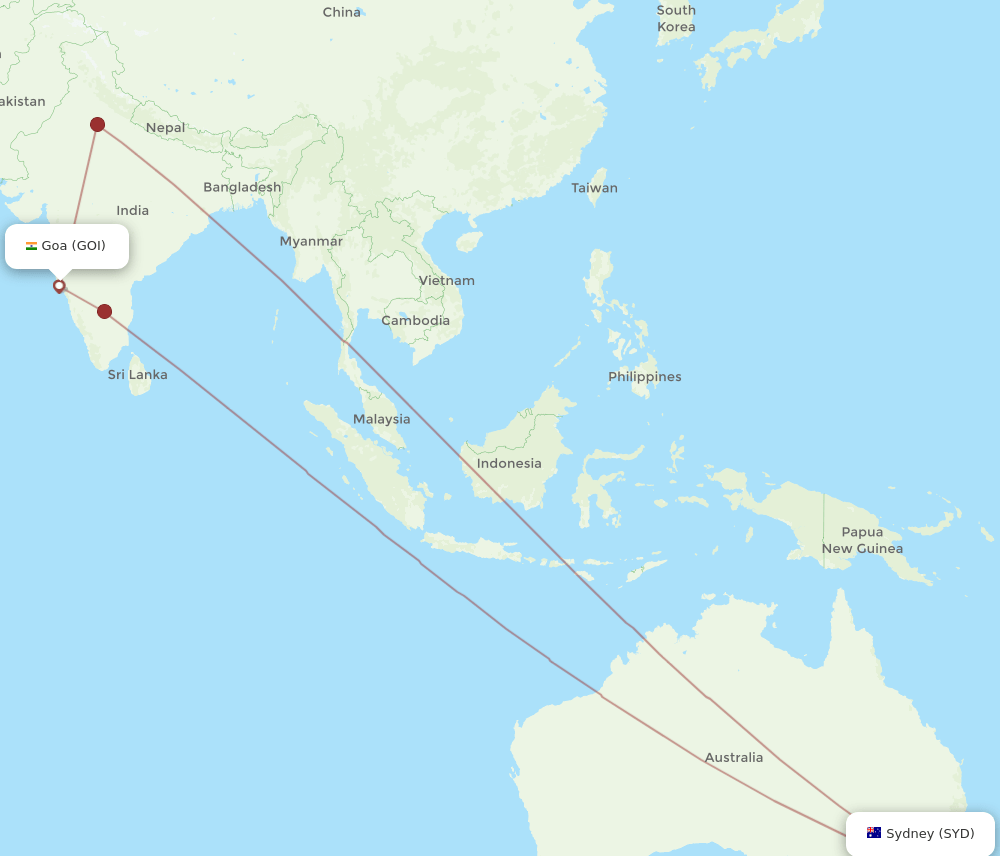SYD-GOI flight routes