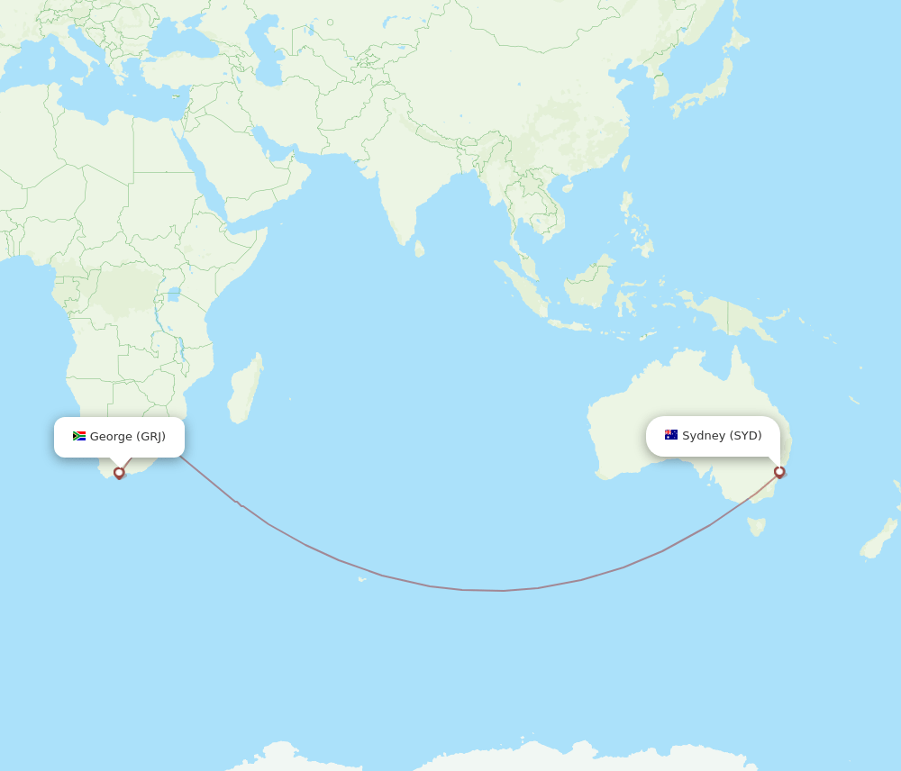 GRJ to SYD flights and routes map