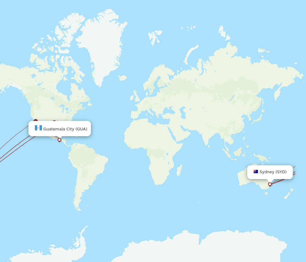 SYD-GUA flight routes
