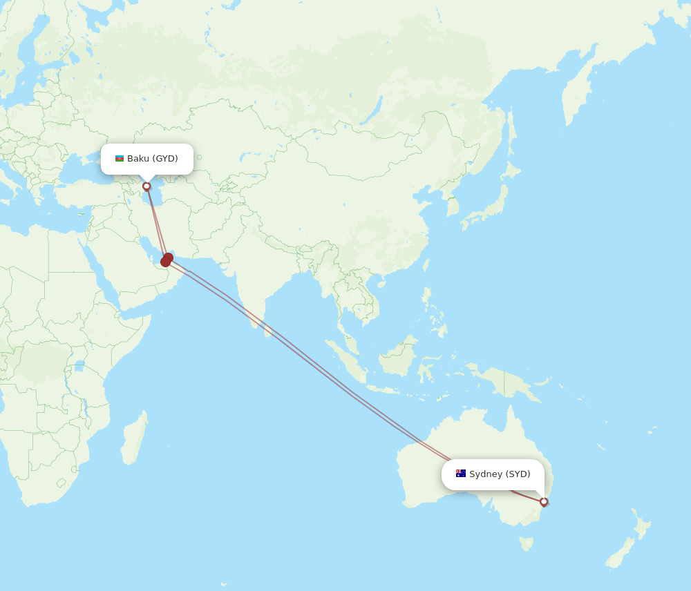SYD-GYD flight routes