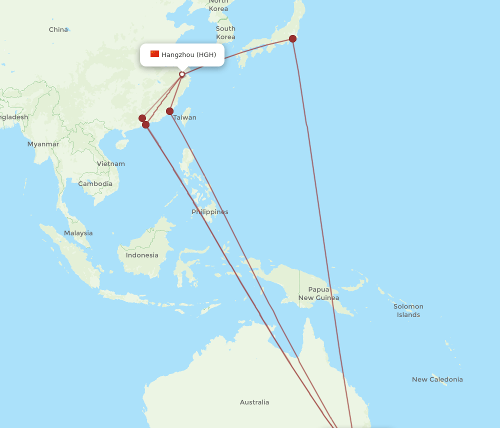 SYD-HGH flight routes