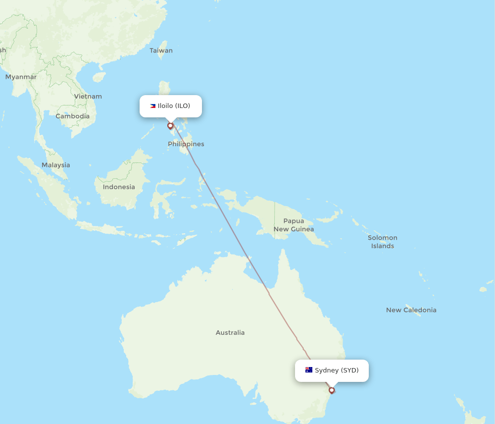 SYD-ILO flight routes