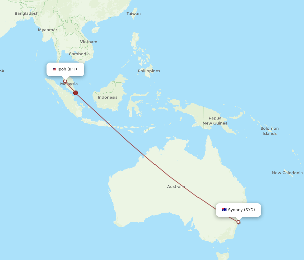 SYD-IPH flight routes