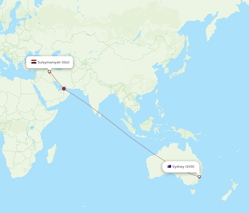 SYD-ISU flight routes