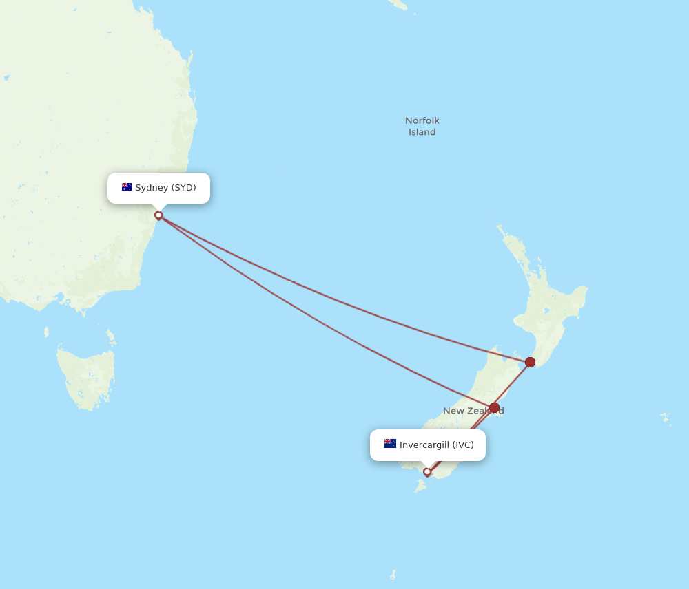SYD to IVC flights and routes map
