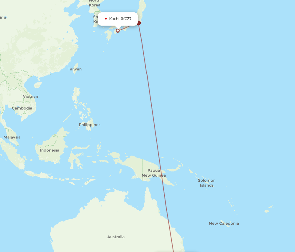 SYD-KCZ flight routes