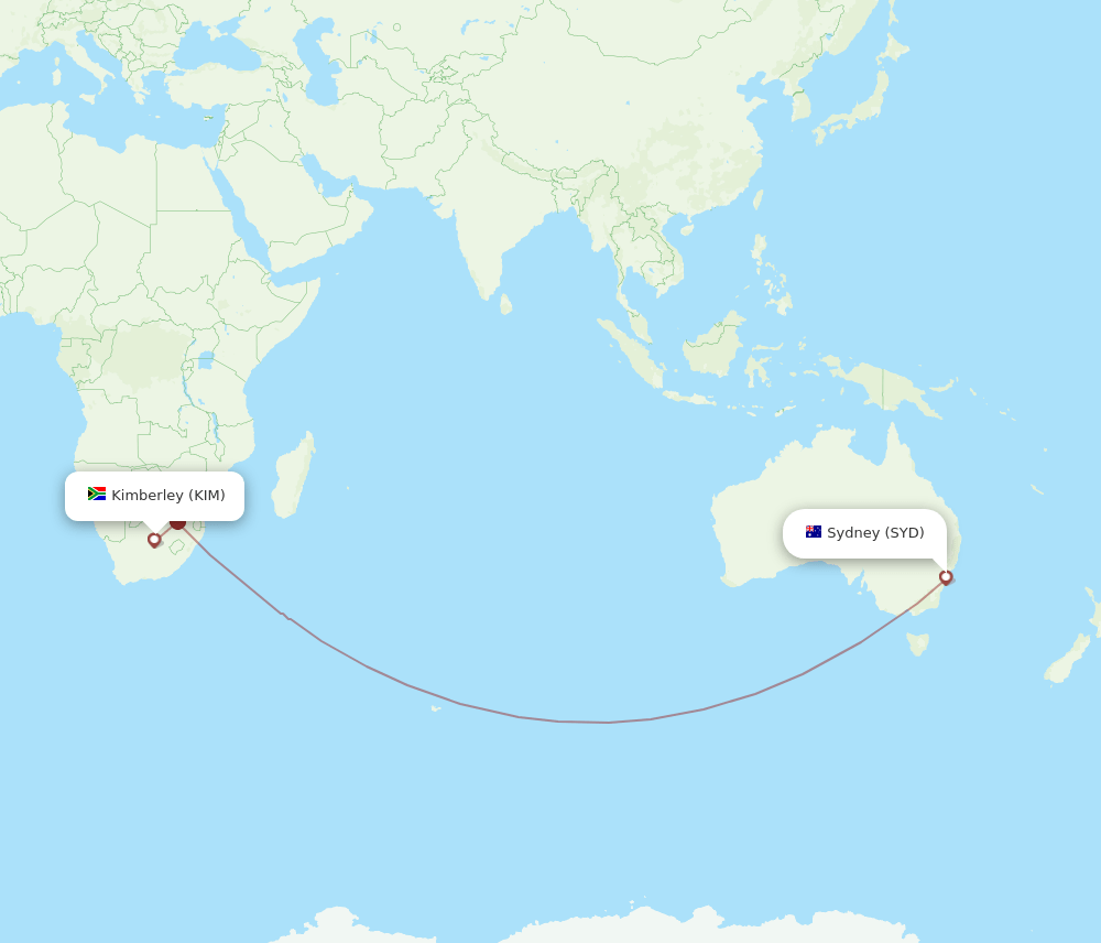 SYD to KIM flights and routes map