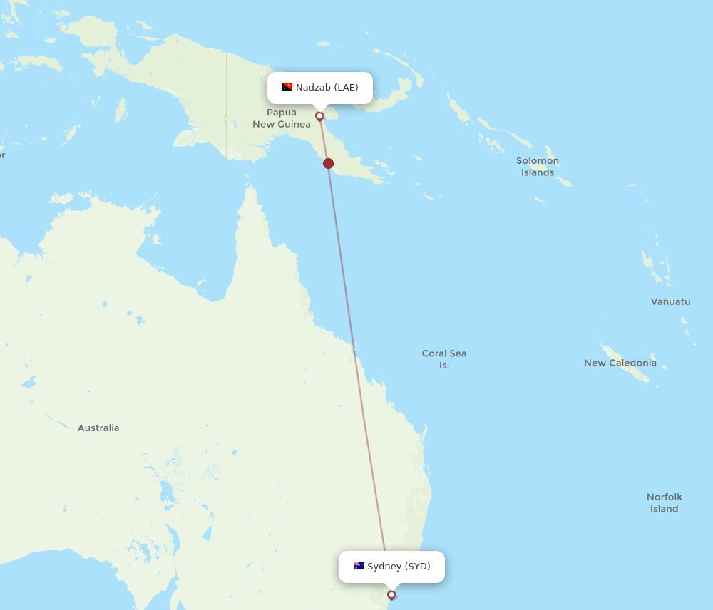 SYD-LAE flight routes