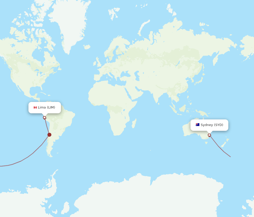 SYD to LIM flights and routes map
