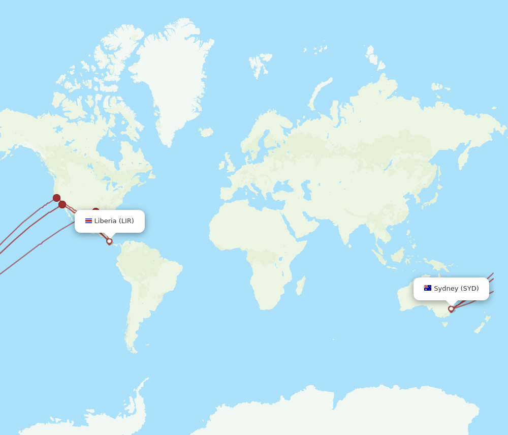 SYD-LIR flight routes
