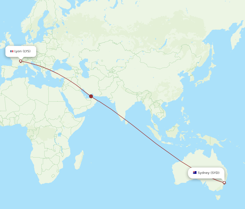 SYD-LYS flight routes