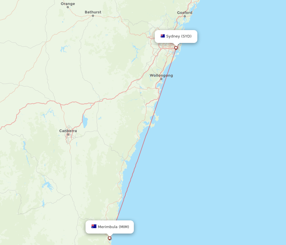 SYD to MIM flights and routes map
