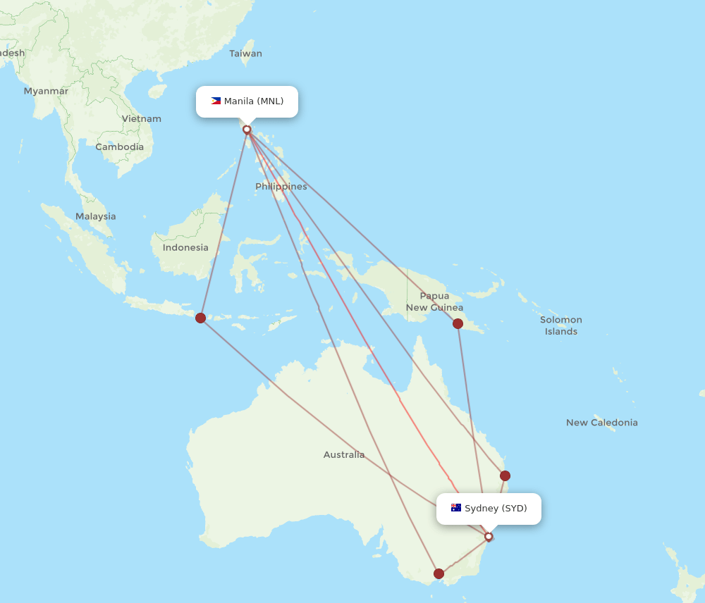 SYD-MNL flight routes
