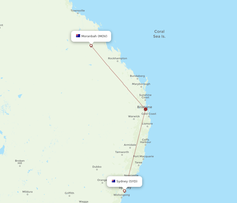 SYD-MOV flight routes