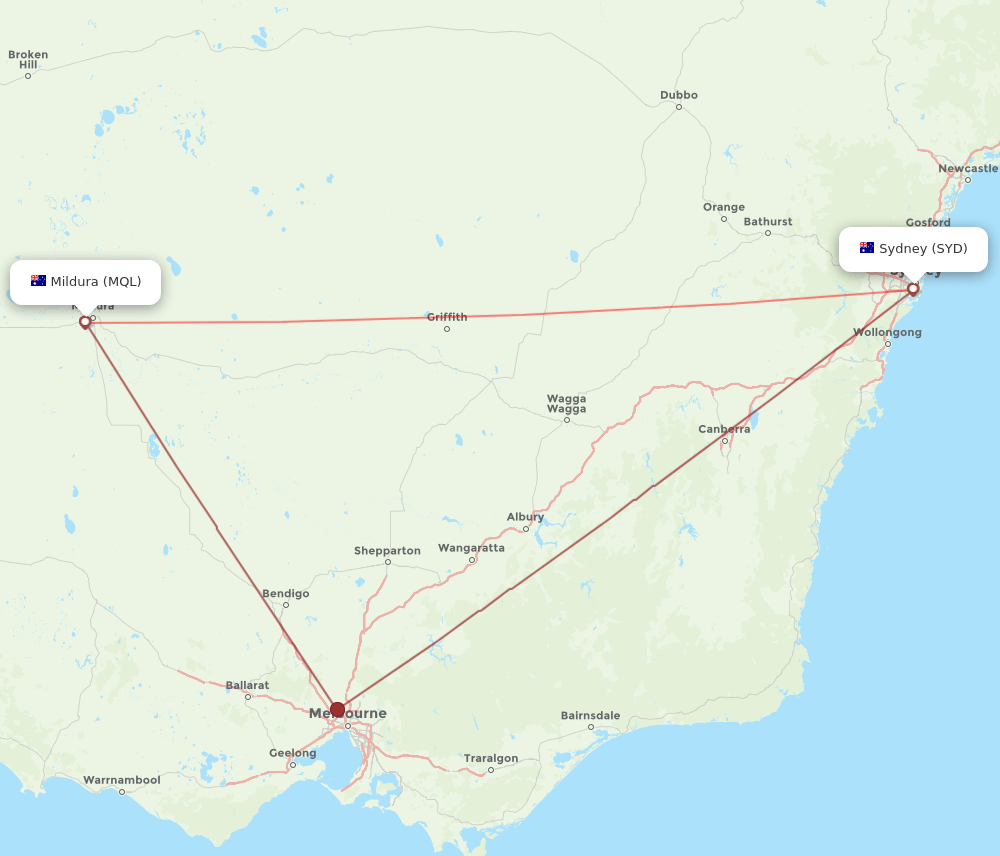 SYD-MQL flight routes