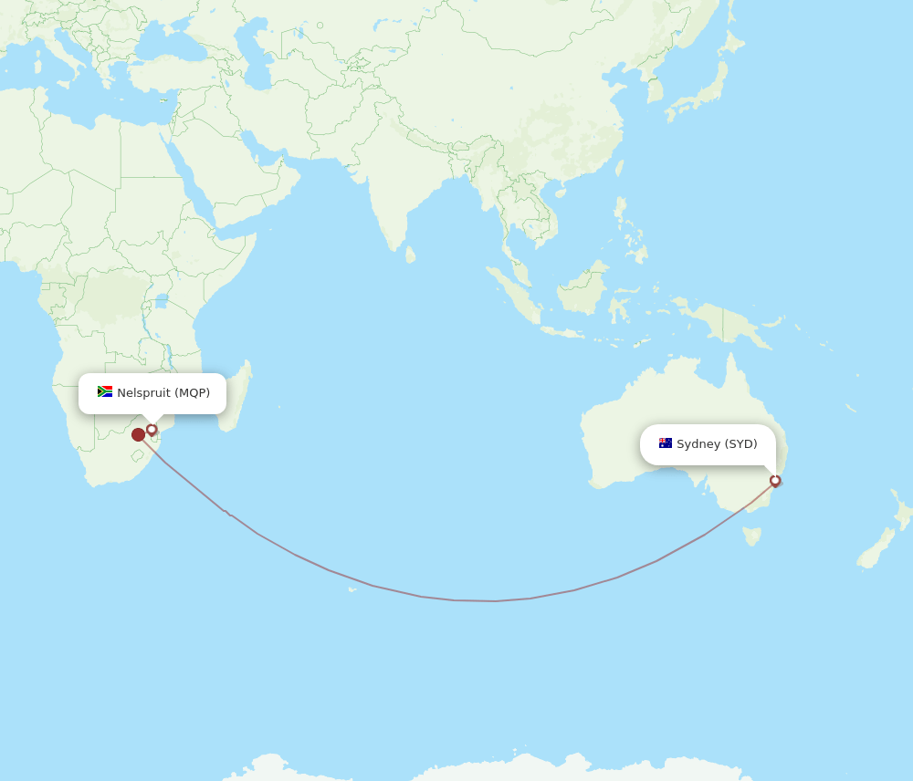 SYD-MQP flight routes