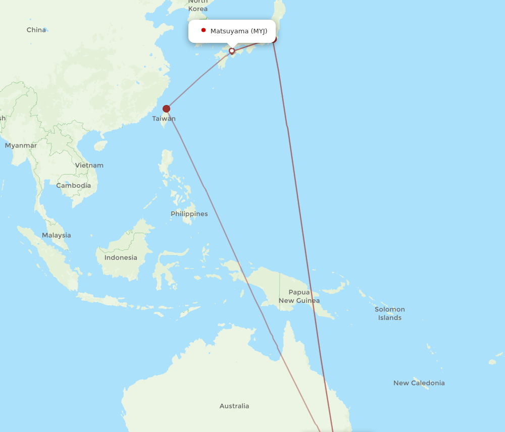 SYD-MYJ flight routes