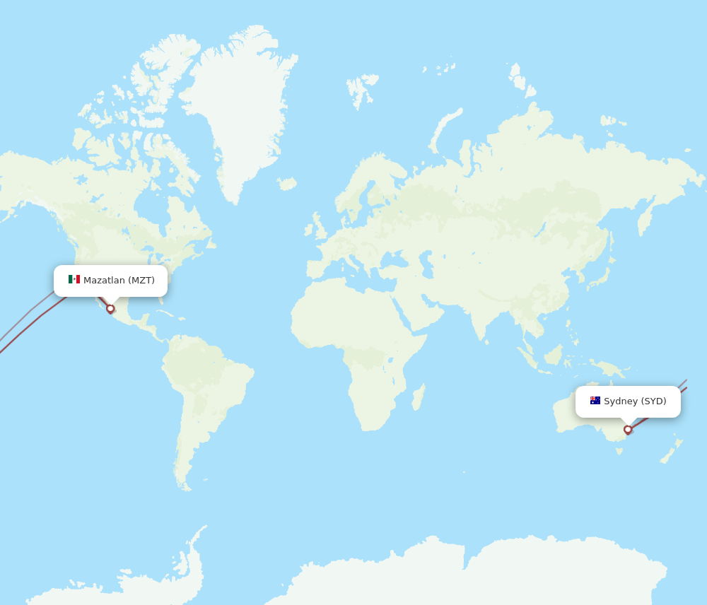 SYD-MZT flight routes
