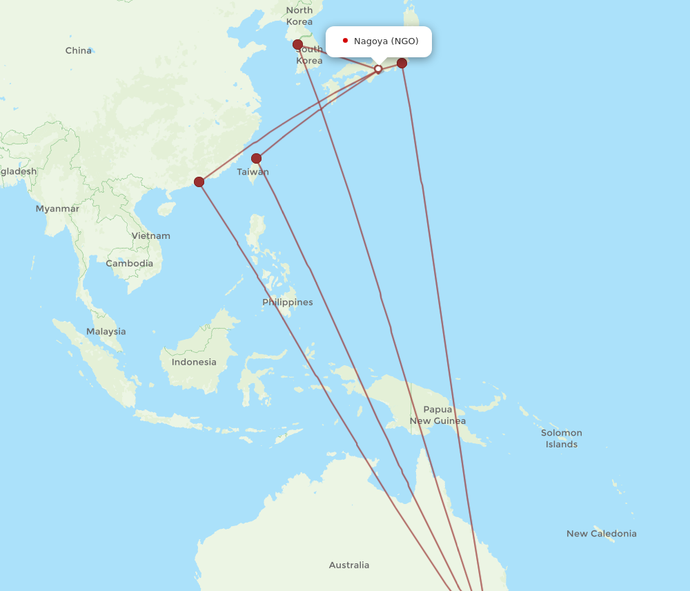 SYD to NGO flights and routes map