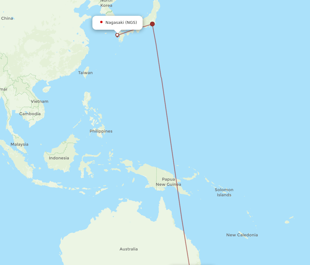 SYD-NGS flight routes