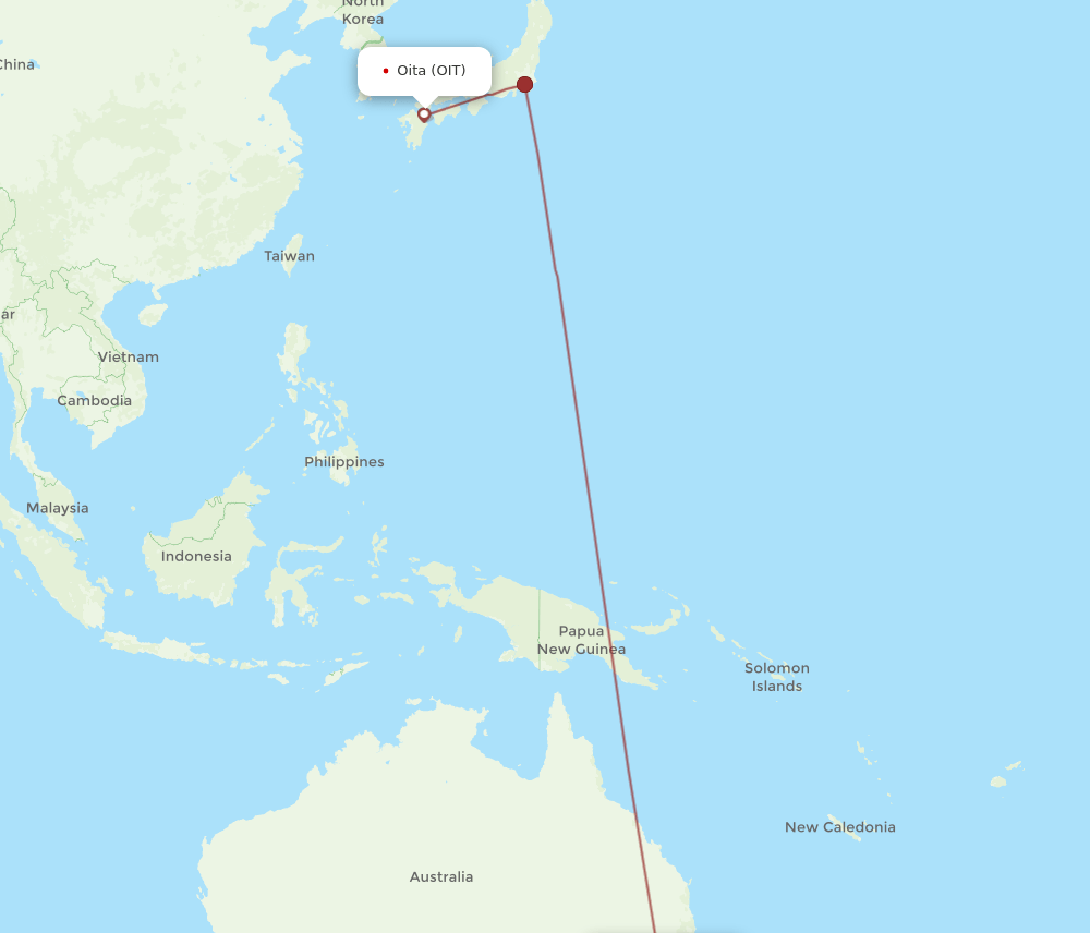 SYD-OIT flight routes