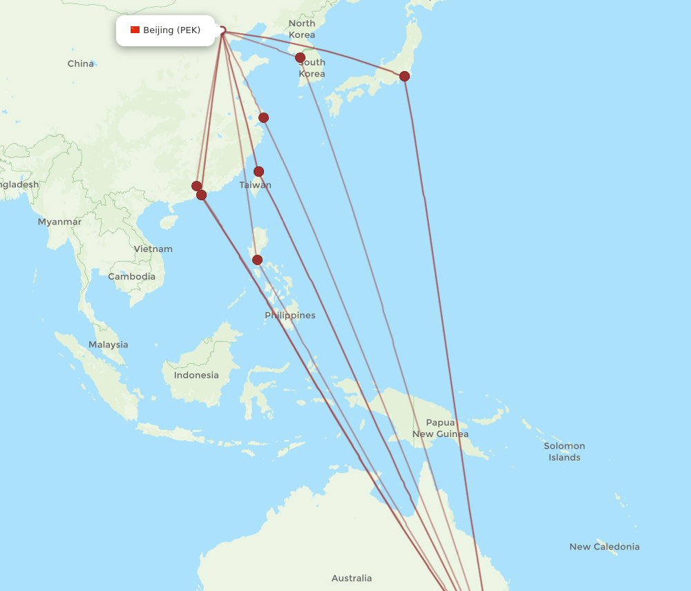 SYD-PEK flight routes