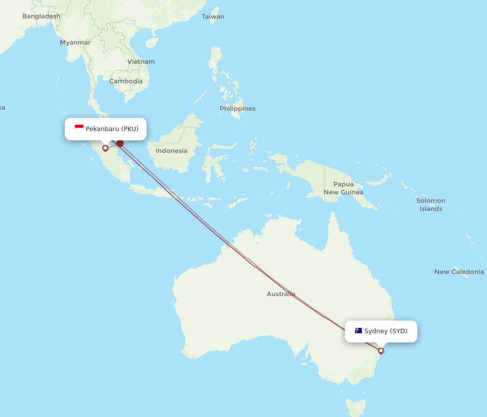 SYD-PKU flight routes