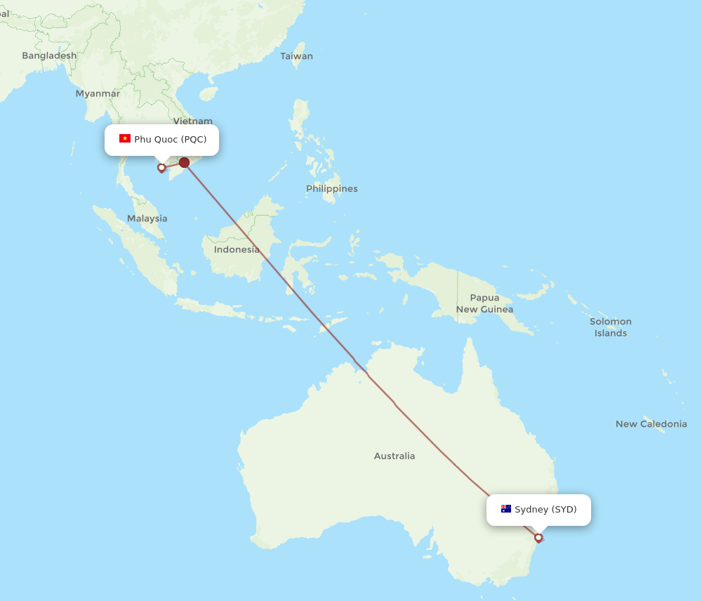 SYD-PQC flight routes