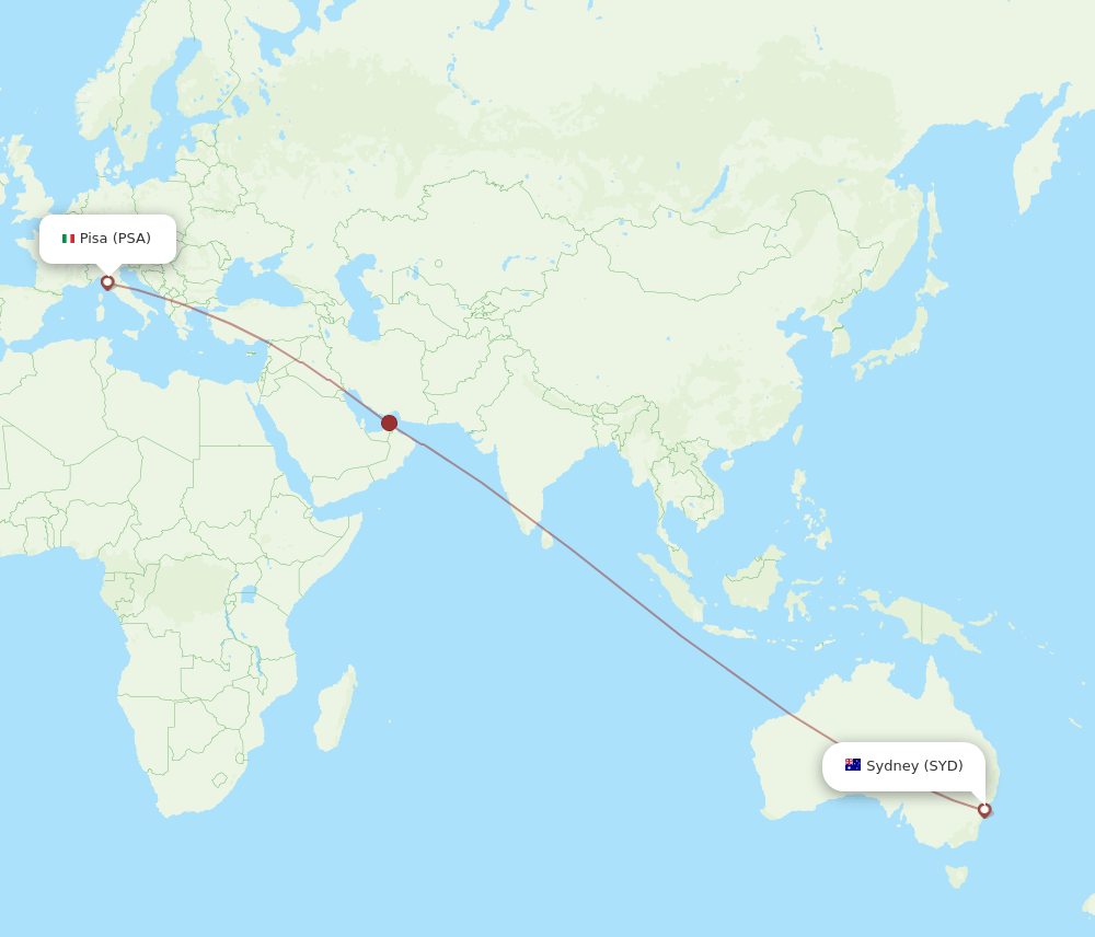 SYD to PSA flights and routes map