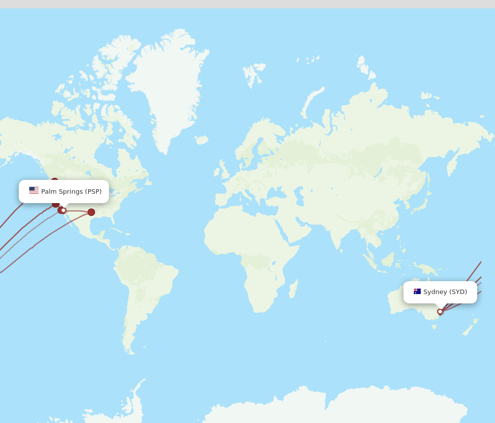 SYD to PSP flights and routes map
