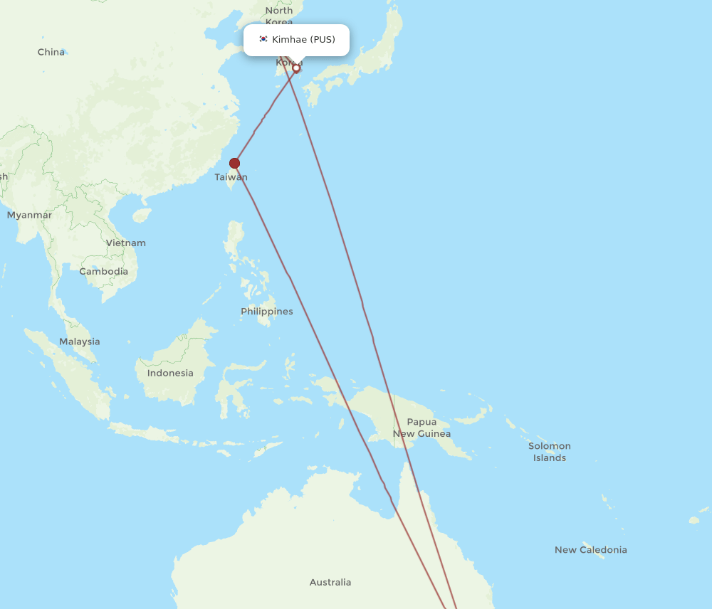 SYD-PUS flight routes