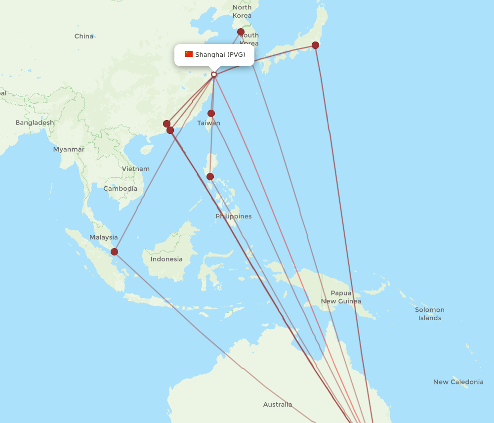 SYD-PVG flight routes
