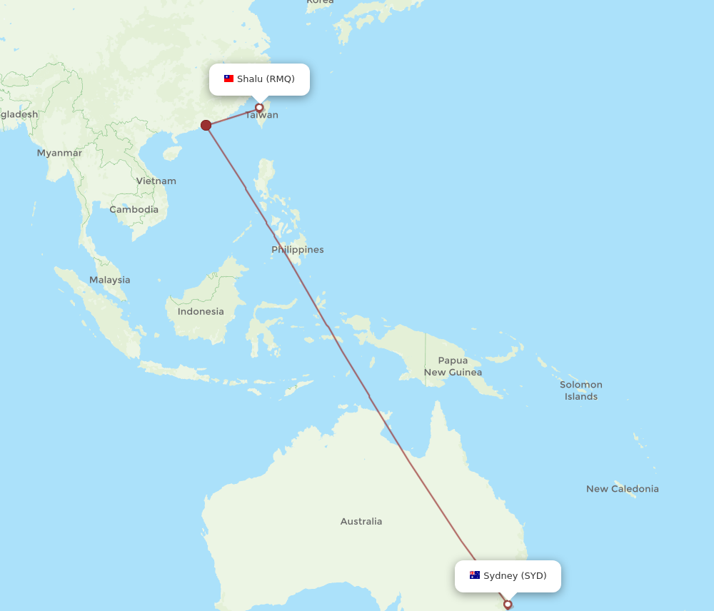 SYD to RMQ flights and routes map