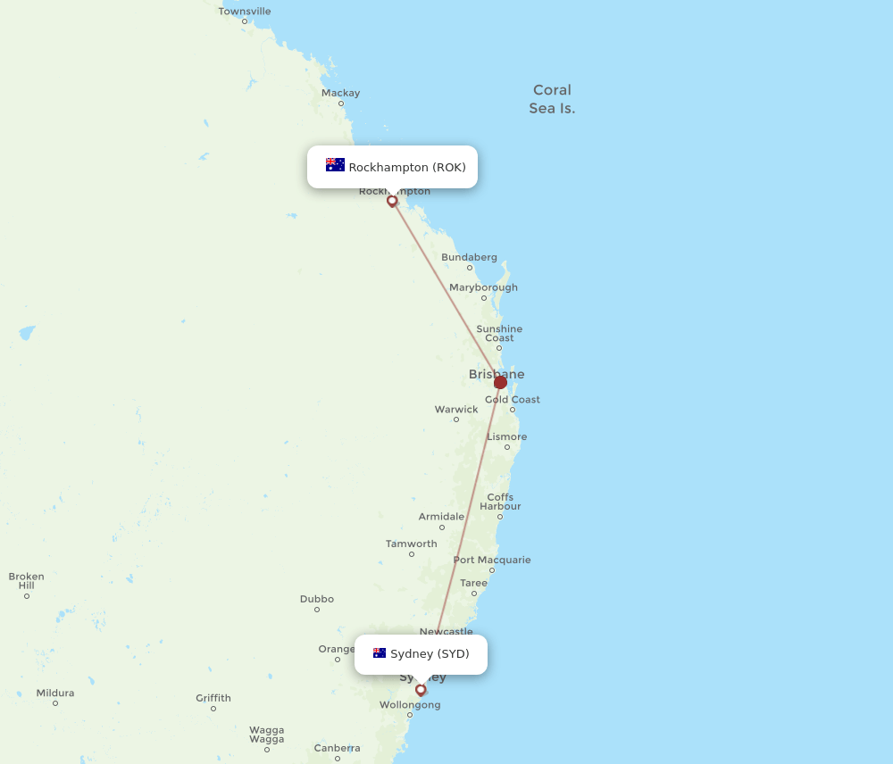 SYD-ROK flight routes