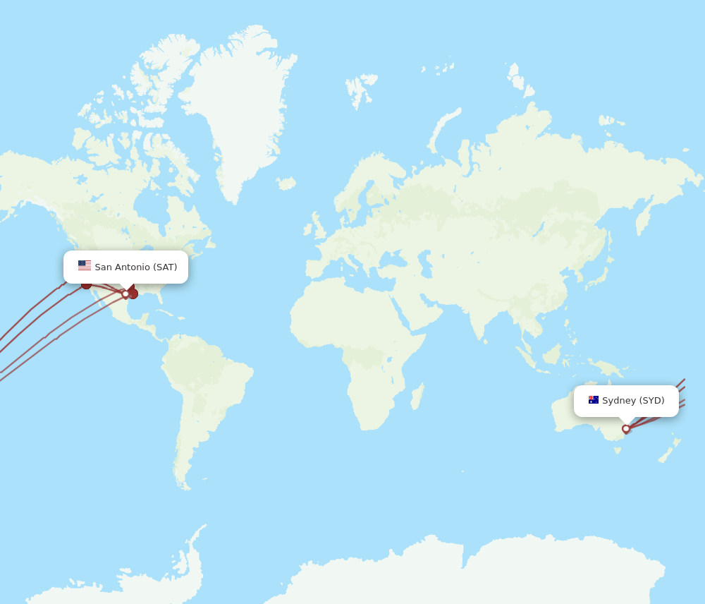 SYD-SAT flight routes