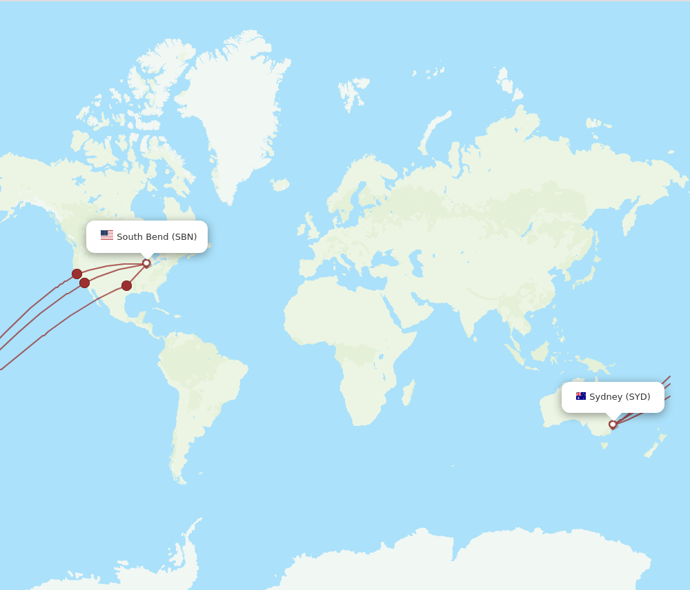 SYD-SBN flight routes