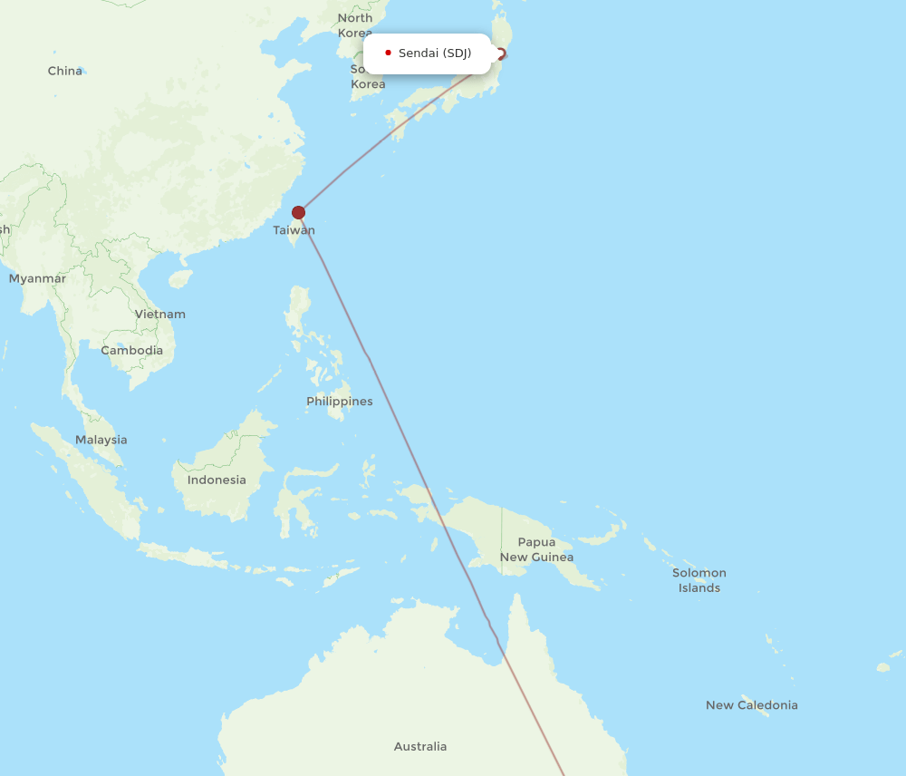 SYD to SDJ flights and routes map