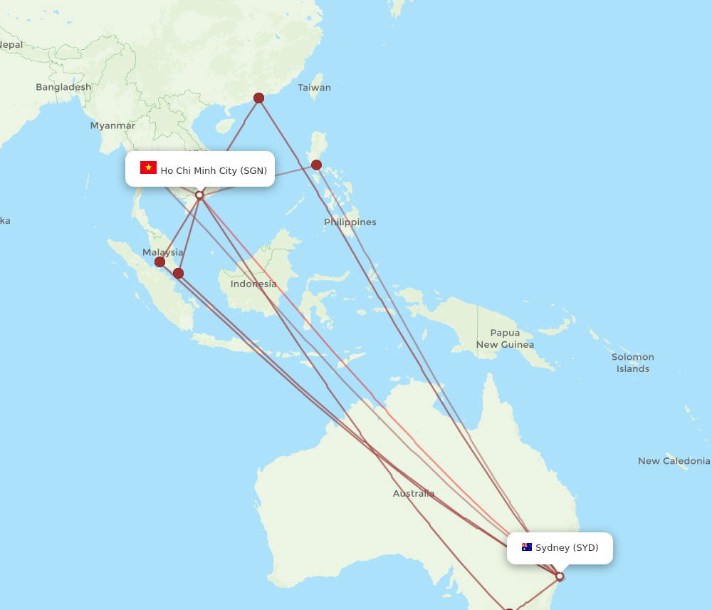 SYD-SGN flight routes