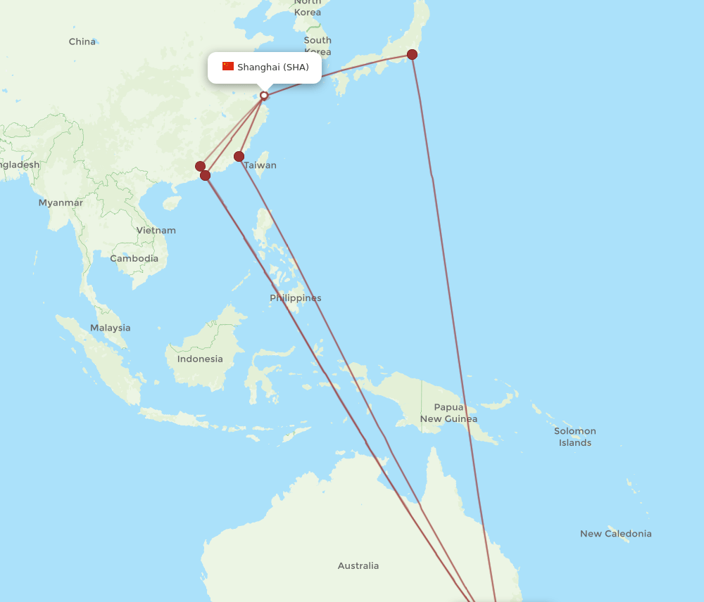 SYD-SHA flight routes