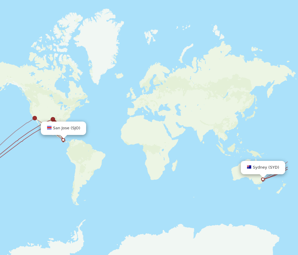 SYD-SJO flight routes